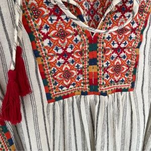 Savanna Jane Multicolor  Bohemian Embroidered Cotton Top S